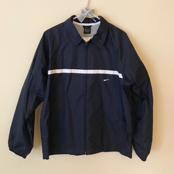 navy blue and white nike jacket